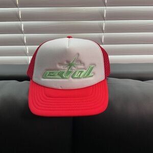 EVOL by Future Hendrix Tech Logo Trucker Hat Red White Dragonfly Snapback